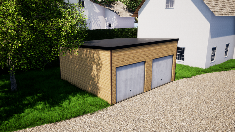 Prix 7500€ garage ossature bois 6x6m toit monopente portes basculantes