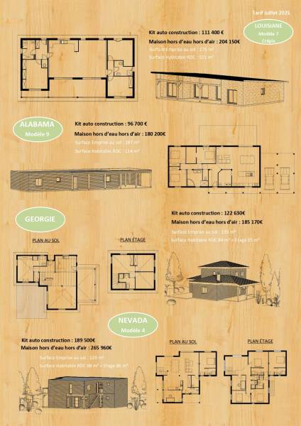 MAISONS BOIS Tarifs Plans 110m² à 180m² COGEBOIS