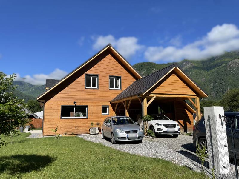 où trouver un constructeur de maison ossature bois  sur mesure avec 2 types de bardage bois et fibro ciment vers Saint Gaudens