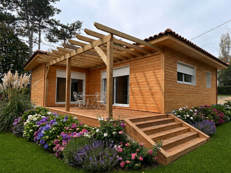 Réalisation d'une maison en ossature bois dans me Gers, en bardage bois Douglas