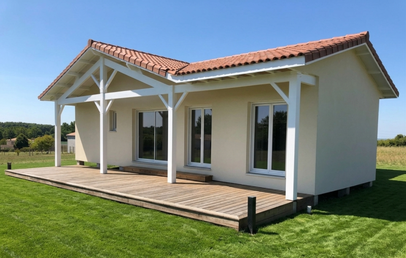 Projet 3D de cette maison sur pilotis, en ossature bois et bardage bois à Blaye en Gironde 33