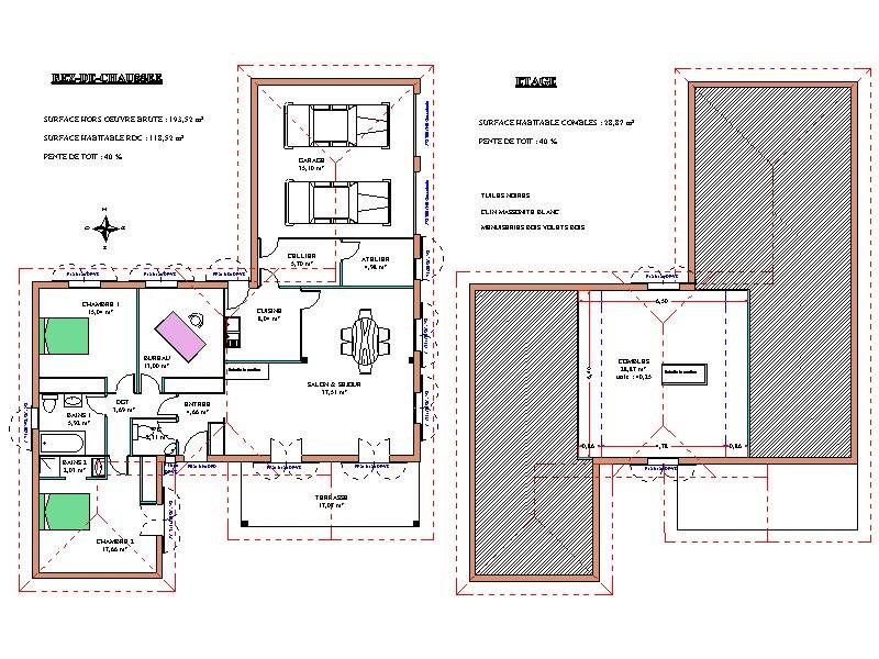 plan au sol maison bois